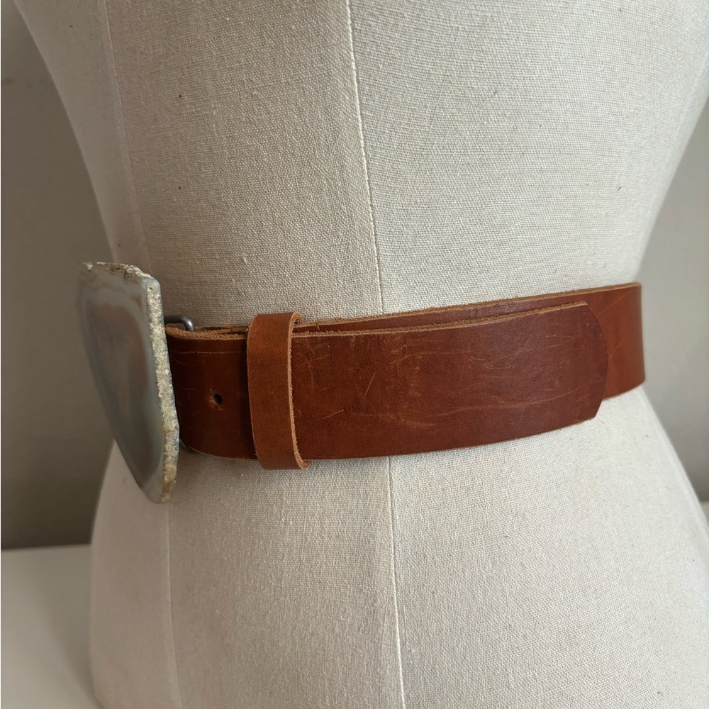 MICHAEL STARS AGATE BUCKLE REAL LEATHER BELT S - Picture 4 of 5